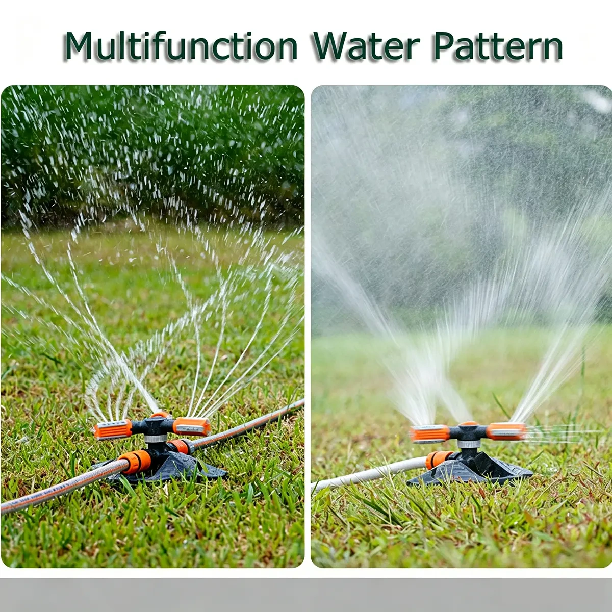 Plastic 3-Arm Garden lawn sprinker,3-Arm Rotary Lawn Sprinkler with 3-Foot ABS Spike | Adjustable 3/4/5 Hole Nozzle — BB-3113B