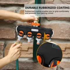 Divisor de 4 vías para manguera de jardín de plástico,Divisor de manguera de jardín de 4 vías con válvulas individuales | Bluebird BB-5140E