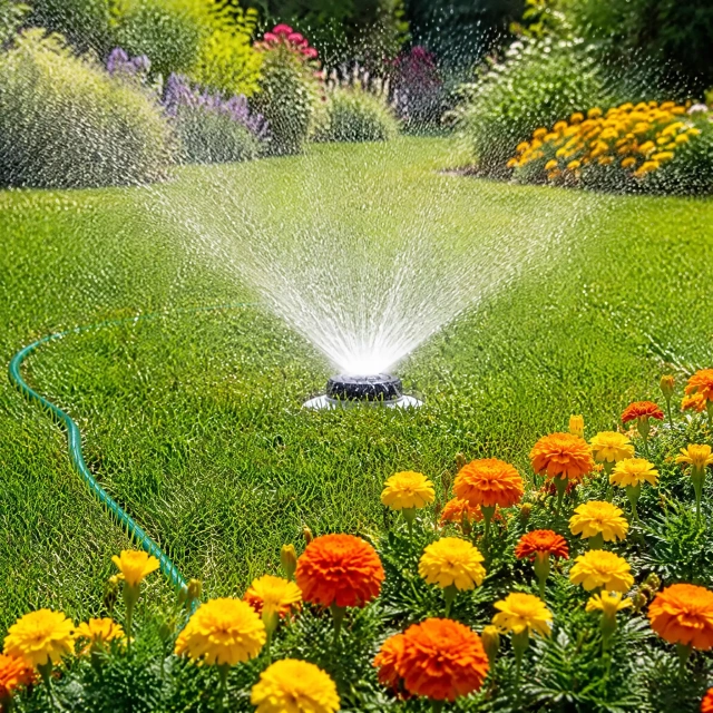 Aspersor de água para jardim em metal com 9 padrões,Aspersor de jardim com múltiplos padrões de jato | 9 padrões de pulverização | Base metálica resistente