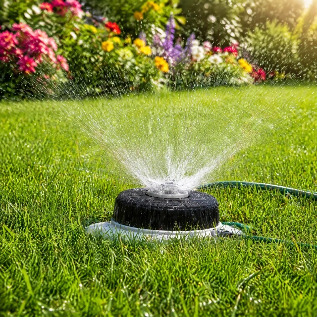 Aspersor de água para jardim em metal com 9 padrões,Aspersor de jardim com múltiplos padrões de jato | 9 padrões de pulverização | Base metálica resistente