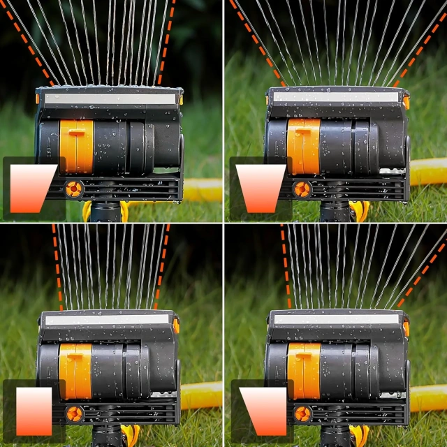 Aspersor de água oscilante para jardim com 16 furos,Aspersor de jardim oscilante com 16 furos e estaca de 90 cm (3 pés).