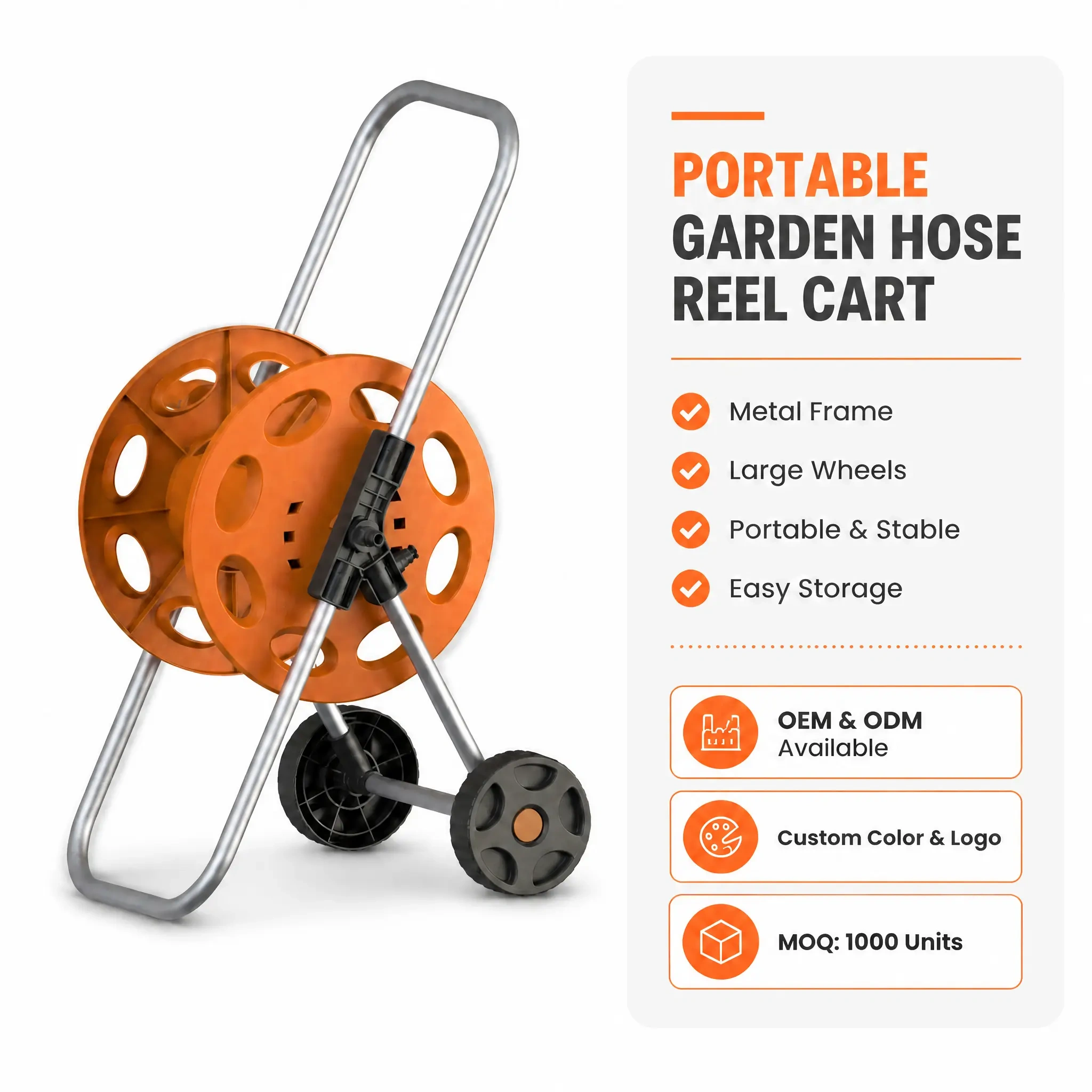 Tragbarer 60-Meter-Gartenschlauchwagen – mit Rädern, rostfrei und leicht zu transportieren,Tragbarer 60-m-Gartenschlauchwagen – Robuster Schlauchwagen mit Rädern