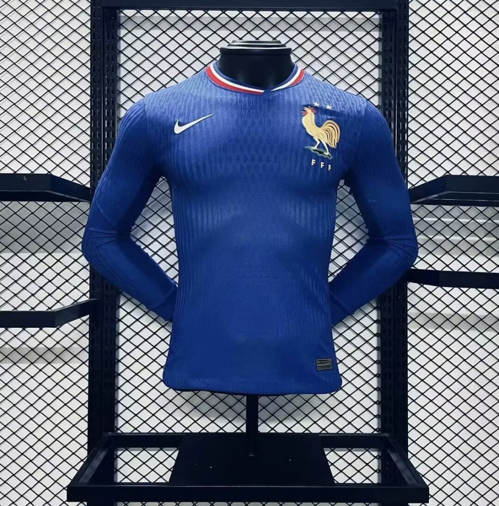 France 2024/25 Euro Home Long Sleeves Jersey – Player Version