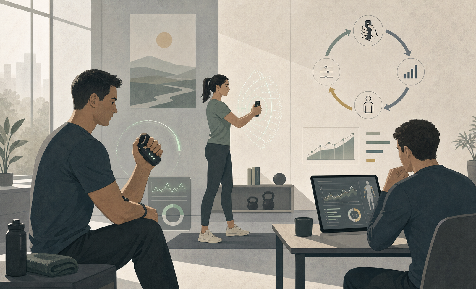 Editorial illustration for Smart Grip Trainers for Long-Term Physical Conditioning