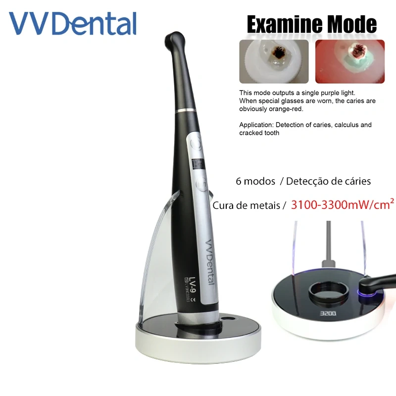LV-9 Denta  Nail Curing Light  1 Second Body Wireless Curing 6 Mode Functions Continuous Shift  Resin Curing Machine Metal NEW