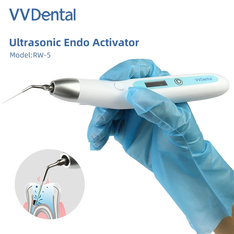 VVDental Ultrasonic Root Canal Swing Wash Tooth Root Cleaning Nest Wash Magnetic Charging Base with 5 Tip RW-5