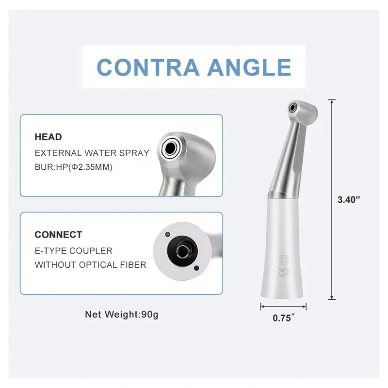 Dental High Speed Turbine&Low Speed Contra Angle Straight Handpiece Kit Air Motor LED 2 High and 1 Low Motor Handle 1SET