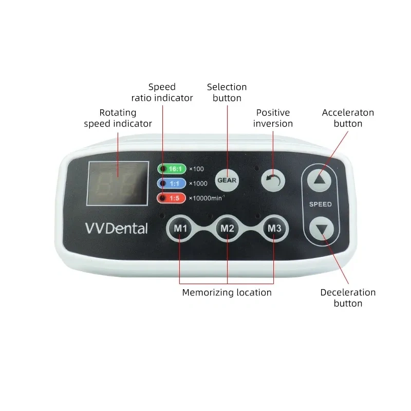 VVDen  Electric Motor  Plastic Portable Nail Engraving Machine  Angle Motor Sanding Machine Dental Handpiece China 1set