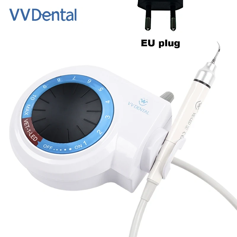 VVDen Ultrasonic Scaler Plastic Portable Nail Engraving Machine Supragingival Subgingival Cleaning with 5 Tips VET-1-LED