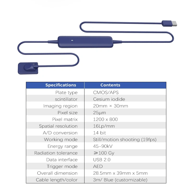 VVDen X-ray  Sensor  Fast Transmission Digital USB Connection Computer Imaging System Blue RX Dental Photography Sensor