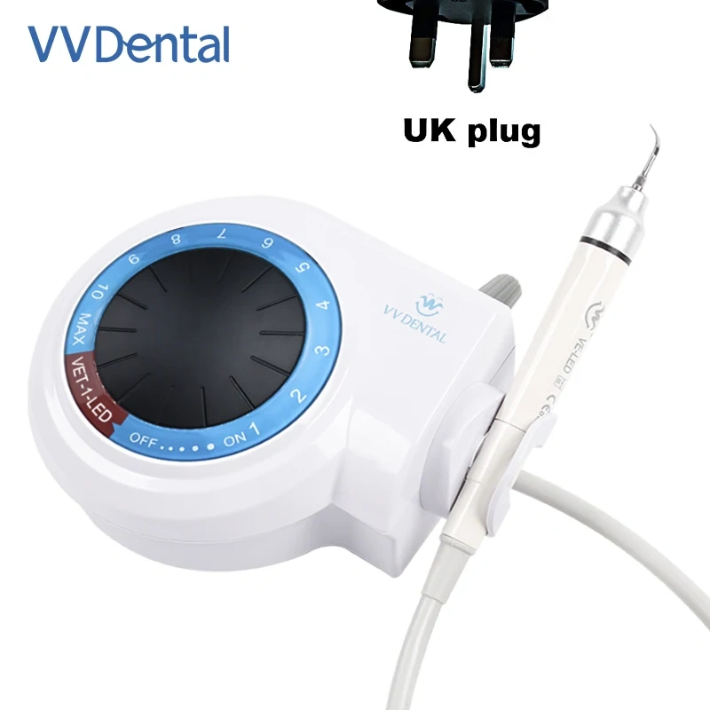 VVDen Ultrasonic Scaler Plastic Portable Nail Engraving Machine Supragingival Subgingival Cleaning with 5 Tips VET-1-LED