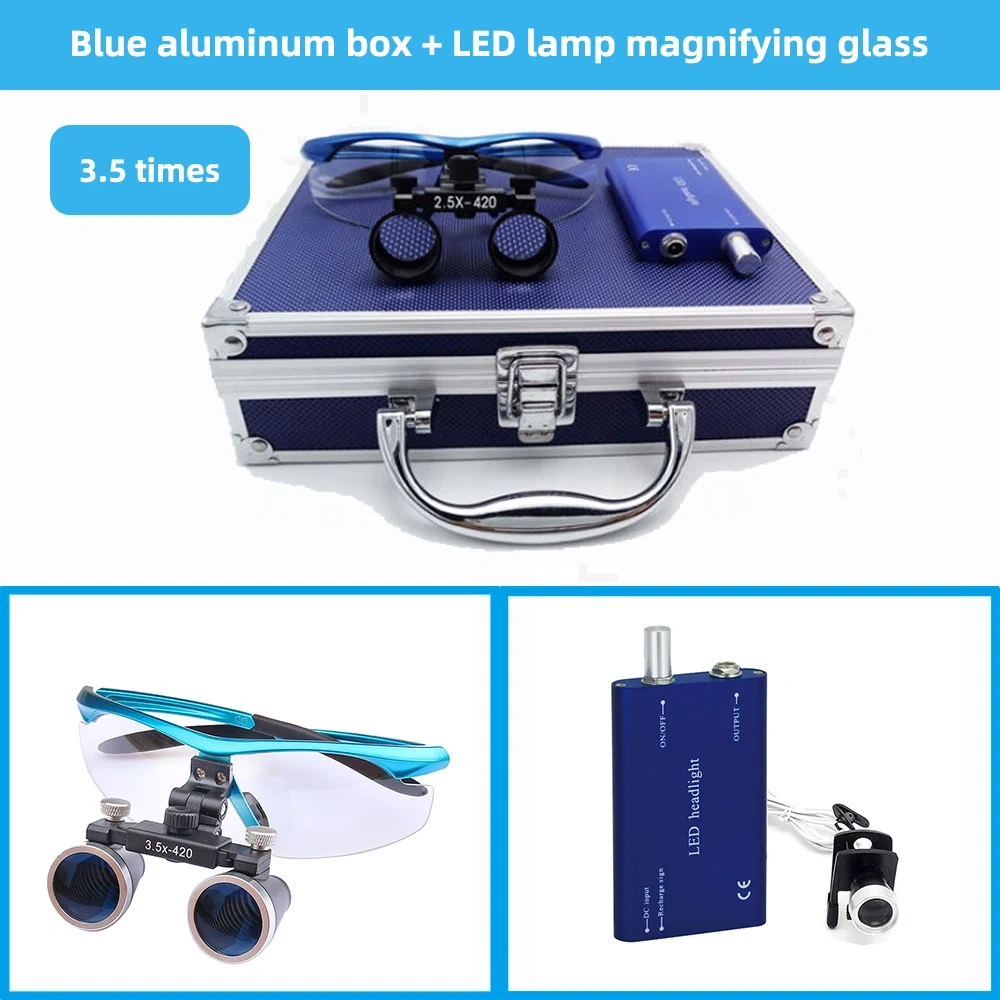 VVDental Head-mounted 2.5X/3.5x Focal Length Light Dental Loupes Dentistry Headlamp Portable Light Large Capacity Battery 1kit