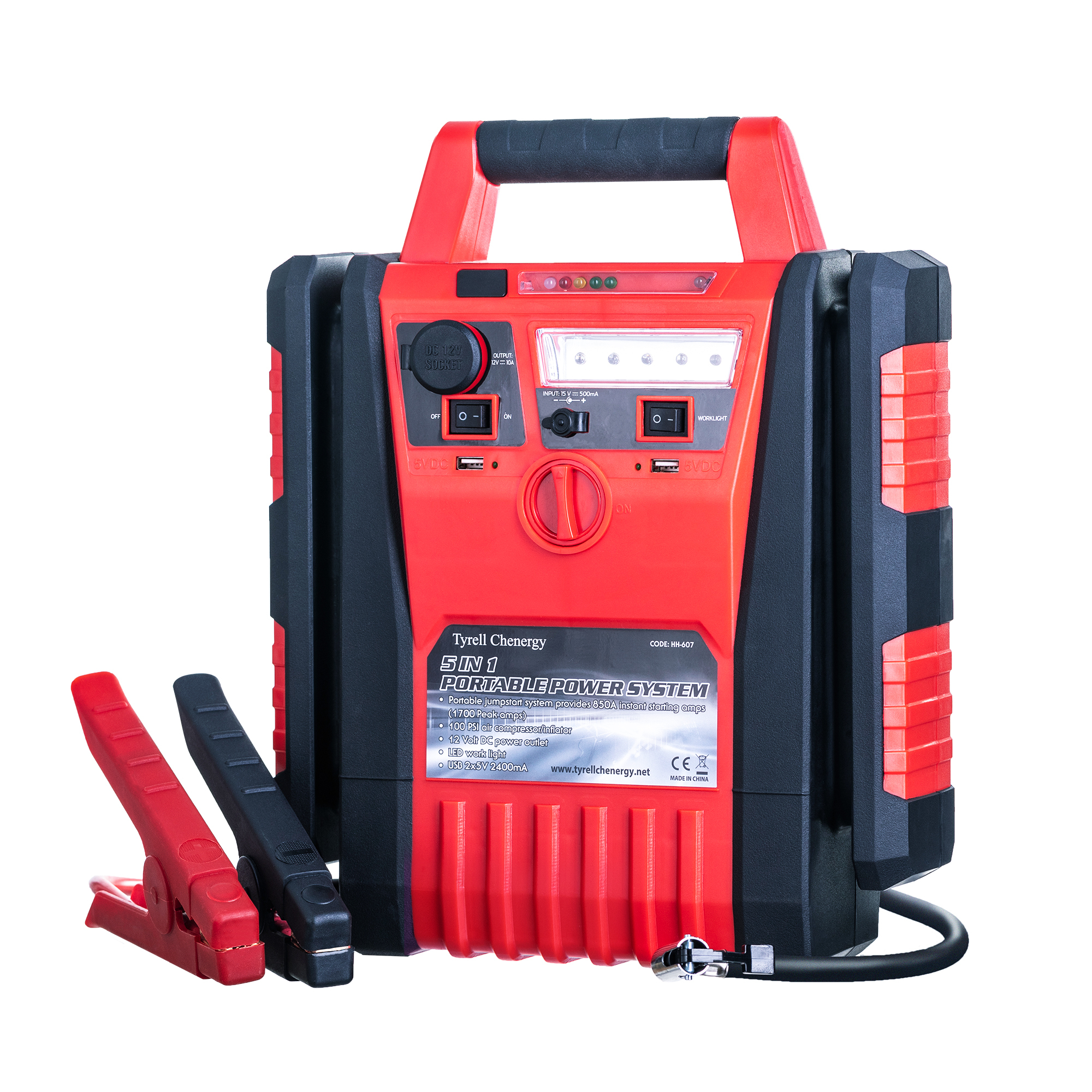 Portable Car Jump Starter & Tire Inflator Combo - 1700A Luxurious Power Station, High-Capacity Emergency Power Bank for Vehicle Starting, Inflation & Device Charging