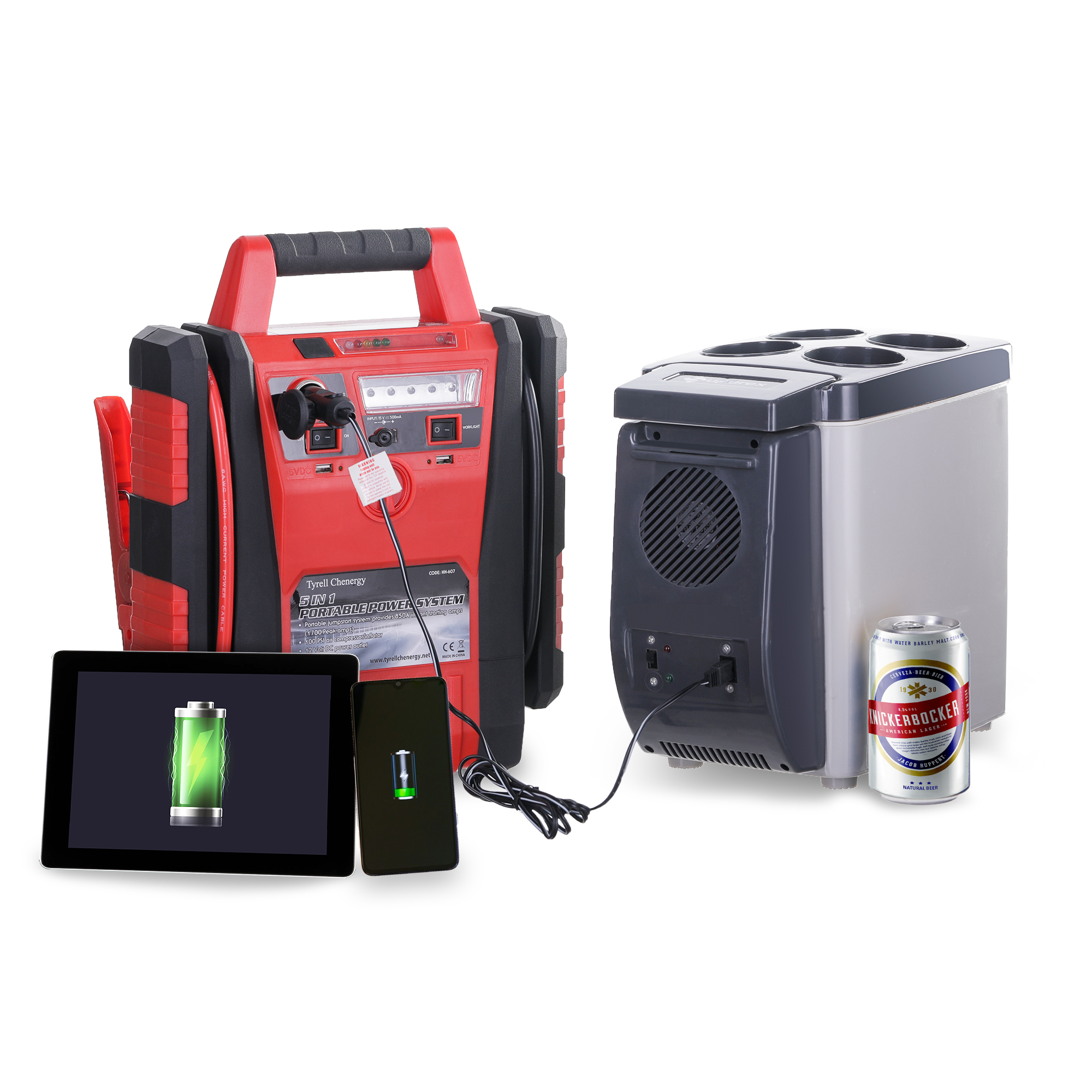 Portable Car Jump Starter & Tire Inflator Combo - 1700A Luxurious Power Station, High-Capacity Emergency Power Bank for Vehicle Starting, Inflation & Device Charging