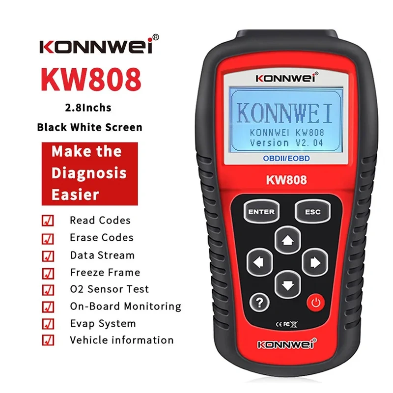 KONNWEI KW808 OBD 2 Car Scanner OBD2 Professional Auto Automotive Diagnostic Scanner Tool Engine Fualt Code Reader OBD Tools