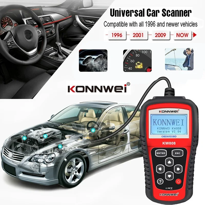KONNWEI KW808 OBD 2 Car Scanner OBD2 Professional Auto Automotive Diagnostic Scanner Tool Engine Fualt Code Reader OBD Tools