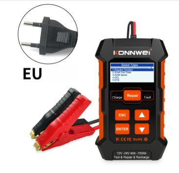 KONNWEI KW520 12V 10A 24V 5A Automatic Car Truck Battery Tester Charger Lead Acid Car Battery Pulse Repair Tool AGM Gel Lithium