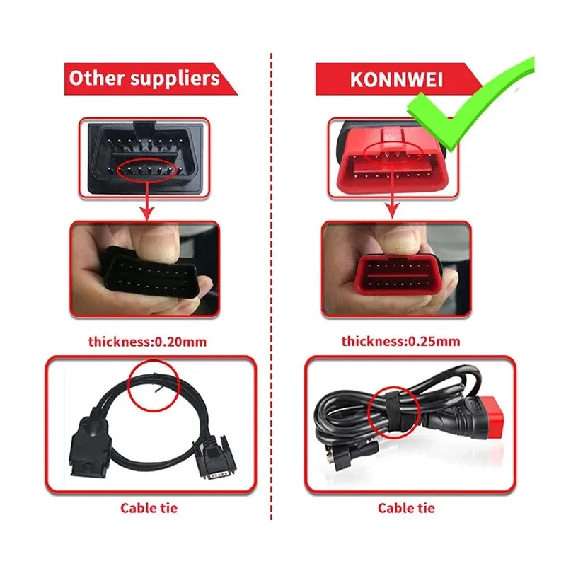 KONNWEI KW808 OBD 2 Car Scanner OBD2 Professional Auto Automotive Diagnostic Scanner Tool Engine Fualt Code Reader OBD Tools