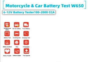 KONNWEI KW650 Car Motorcycle Battery Tester 6V 12V Auto Battery Analyzer 100 to 2000 CCA Car Moto Cranking Charging Test Tool