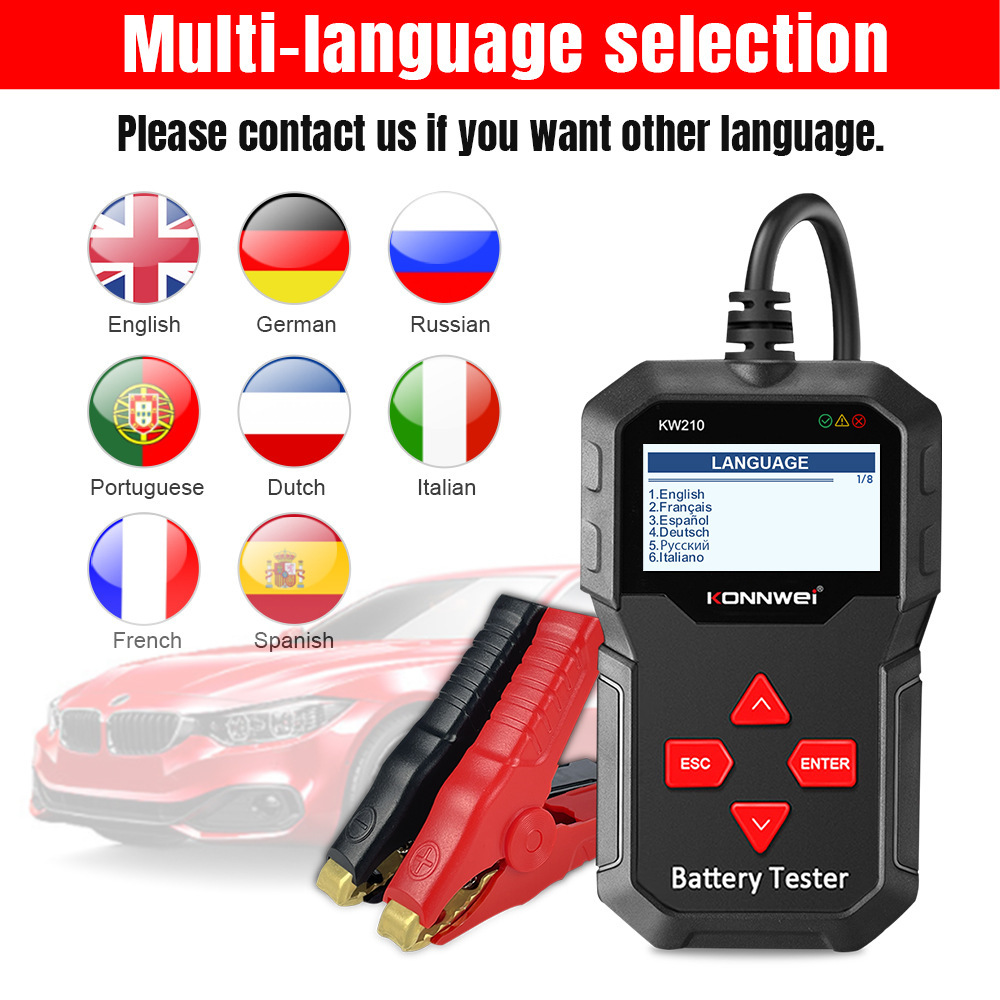 KONNWEI KW210 Automatic Smart 12V Car Battery Tester Auto Battery Analyzer 100 to 2000CCA Cranking Car Battery Tester