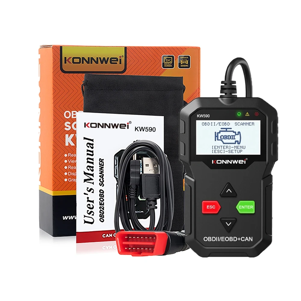 KONNWEI KW590 OBD Diagnostic Tool Car Code Reader automotive OBD2 Scanner Support Multi-Brands Cars&languages Free Update