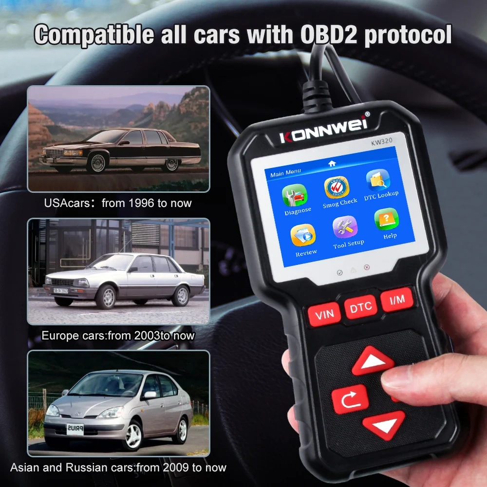 KONNWEI KW320 Obd2 Car Scanner Auto Tools Obd 2 Diagnostic Tool 2024 Professional Automotive Scanner Car Code Reader for Auto