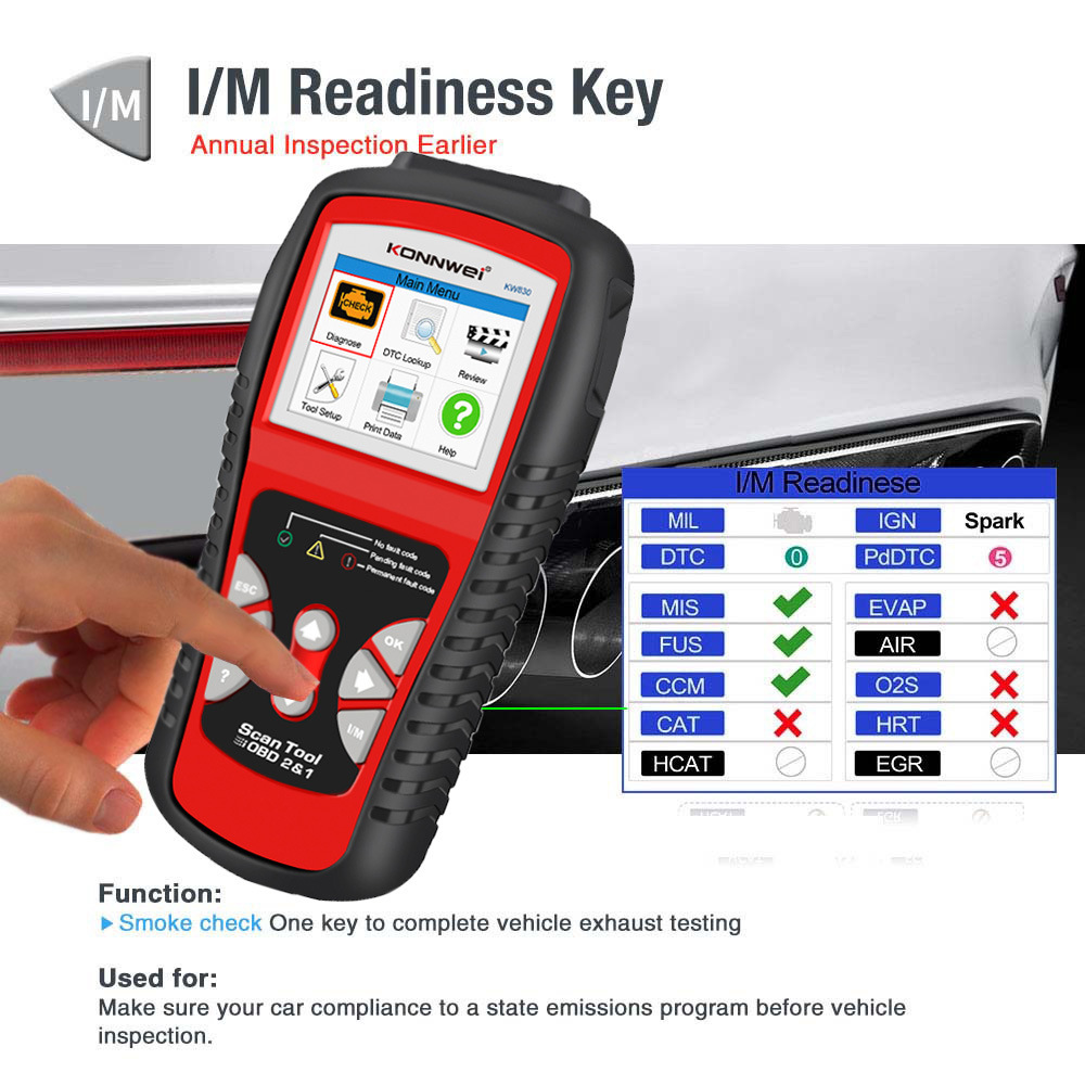 KONNWEI KW830 OBD2汽车发动机故障诊断仪可检电瓶电池AL519AD610