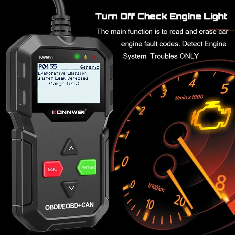 KONNWEI KW590 OBD Diagnostic Tool Car Code Reader automotive OBD2 Scanner Support Multi-Brands Cars&languages Free Update