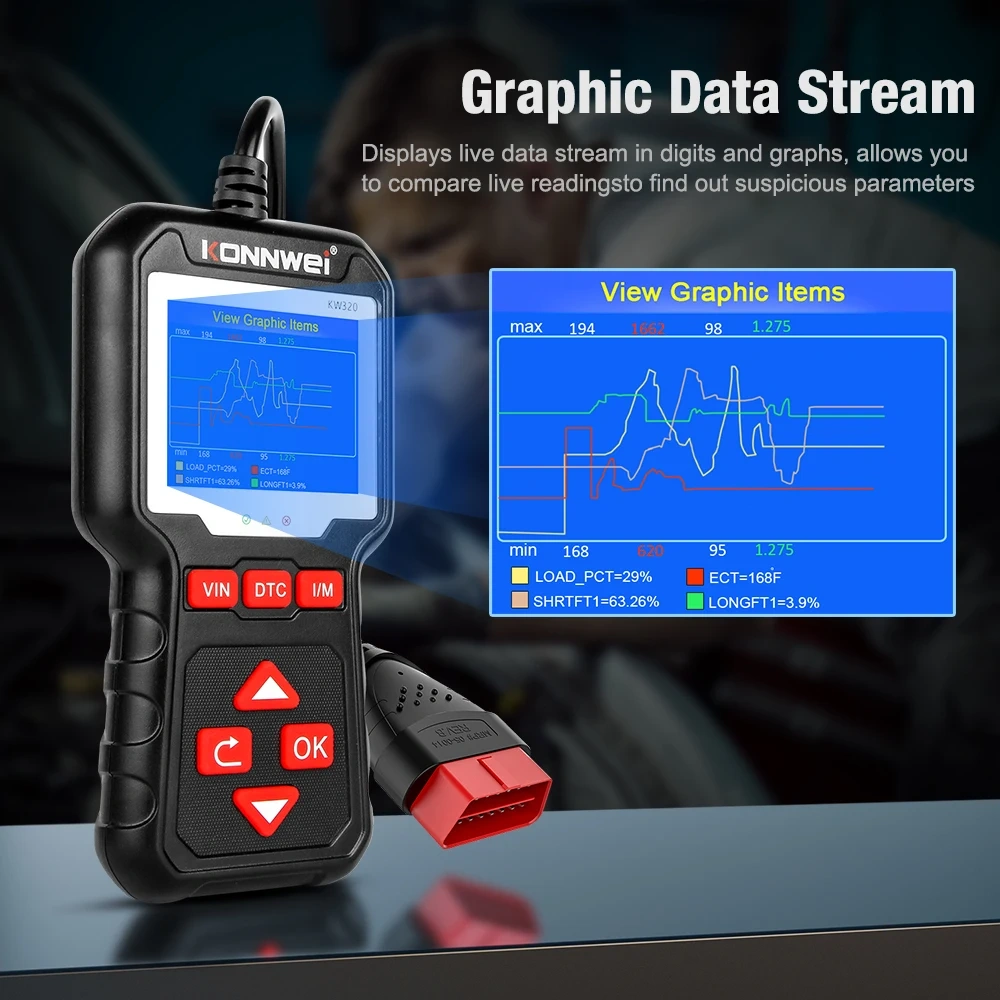 KONNWEI KW320 Obd2 Car Scanner Auto Tools Obd 2 Diagnostic Tool 2024 Professional Automotive Scanner Car Code Reader for Auto
