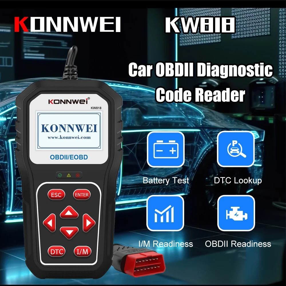 KONNWEI KW818 OBD2 EOBD2 Automotive Code Reader Engine DetectorCar Diagnostic Tool Support Free Upgrade System OBD2 Auto Scaner
