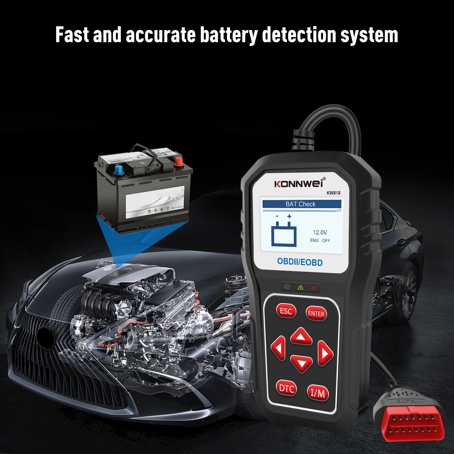 KONNWEI KW818 OBD2 EOBD2 Automotive Code Reader Engine DetectorCar Diagnostic Tool Support Free Upgrade System OBD2 Auto Scaner
