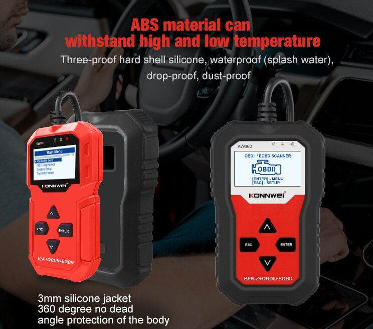 For KONNWEI KW360 Car Diagnostic Scanner For BEN Mercedes Full System OBDII EOBD Irbag ABS Brake OIL TPMS Reset OBD2 Code Read