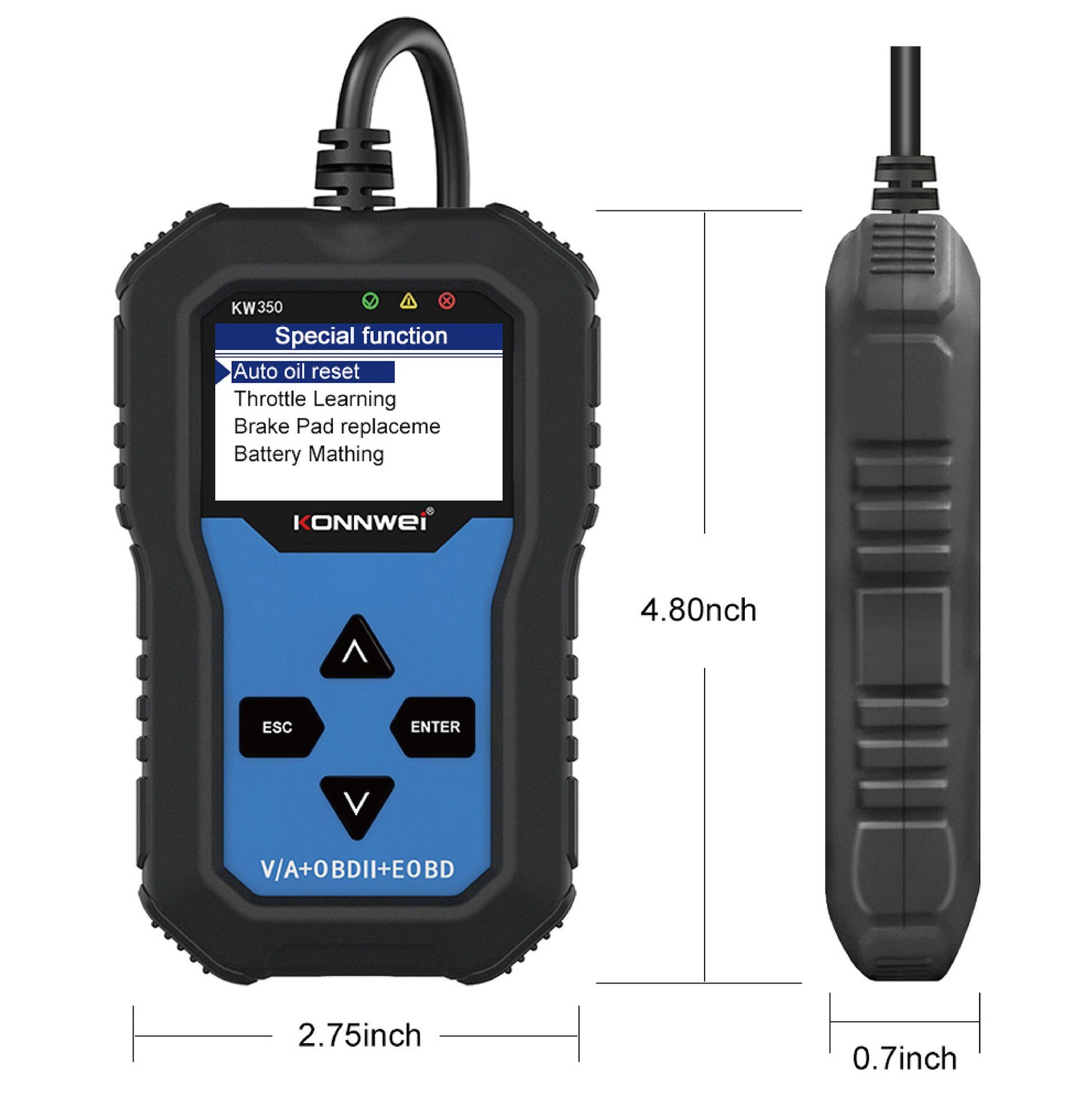 KW350 OBD2 Car Fault Diagnostic Tool, Exclusive for Volkswagen and Audi - On-Board Computer Car Diagnostic Device for Immediate Car Trouble Code Reading