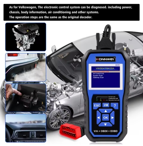 2025 KONNWEI KW450 Professional OBD2 Diagnostic scanner for VW for AUDI for SEAT for SKODA,with 9 Special Function
