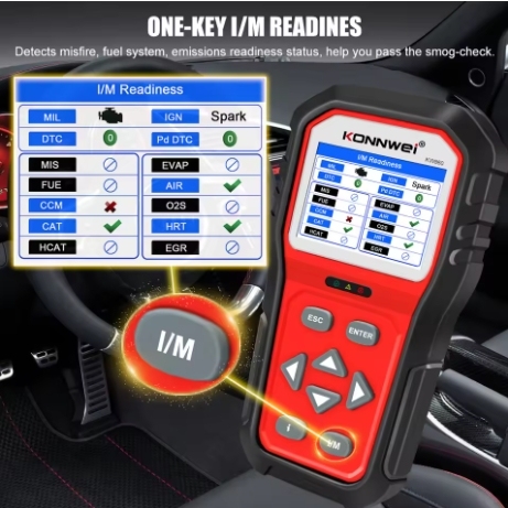New product of KONNWEI - KW860 obd2 Diagnostic Tool Professional and Battery Tester For Cars, featuring an I button indication function and a 2.8-inch color screen.