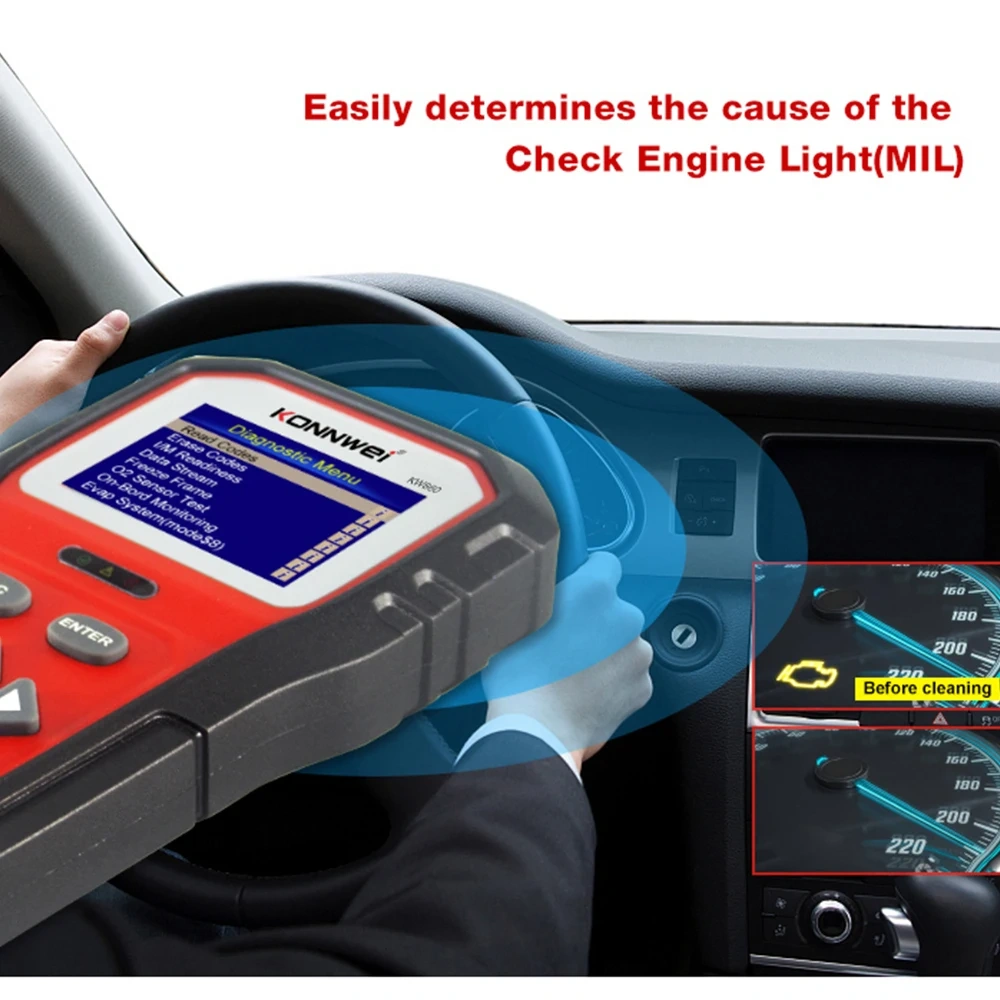 KONNWEI KW860 obd2 Diagnostic Tool Professional and Battery Tester For Cars I/M Readiness Automotive Oil Lamp Error Code Reader