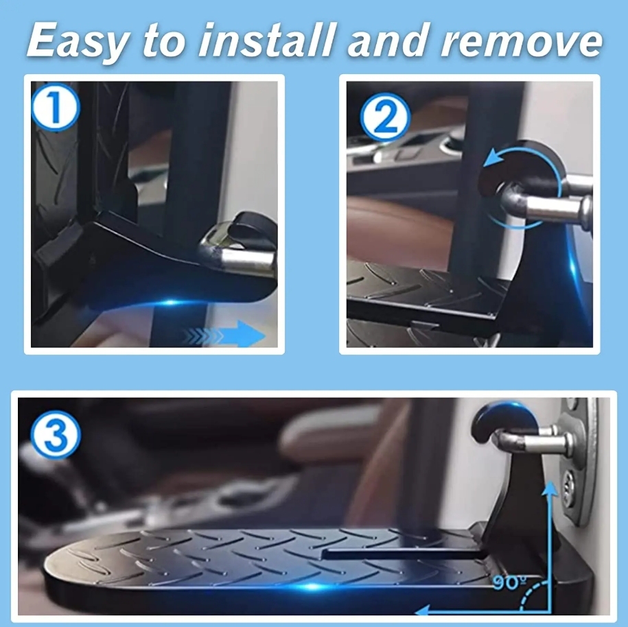 Universal Fit Car Door Step Foldable Roof Rack Latch Hook Foot Pedal Multifunction Aluminum Alloy Auto Safety Hammer