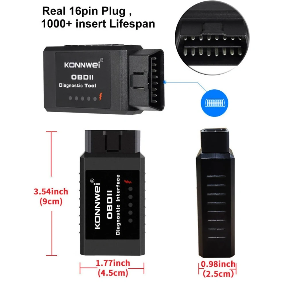 Auto Diagnostic Tool For KONNWE ELM327 BT Wireless Bluetooth KW910 OBD2 V1.5 Android Car Scanner Automotive OBDII Scaner ELM 327