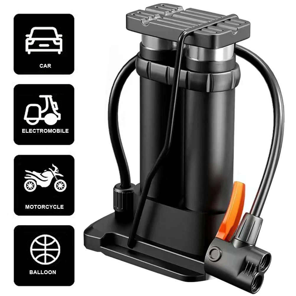 Portable High Pressure Bicycle Foot Pedal Pump with Gauge Quick Inflator Pump Electric Motorcycle Car Basketball Inflator