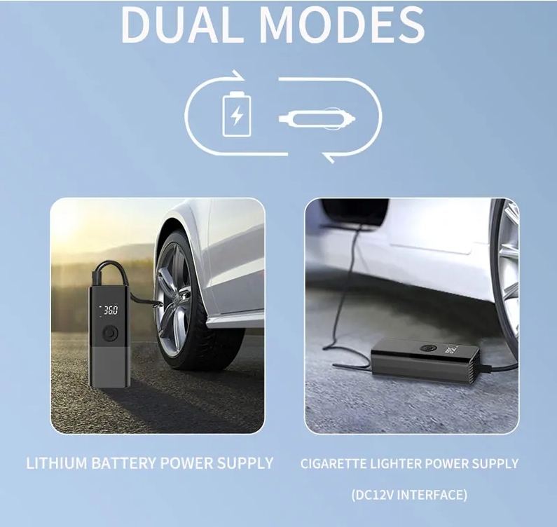 1 Set Air Pump Portable New Mini Self Propelled Electric Tire Pump Handheld Dual Purpose Car Air Pump Large Capacity Bat