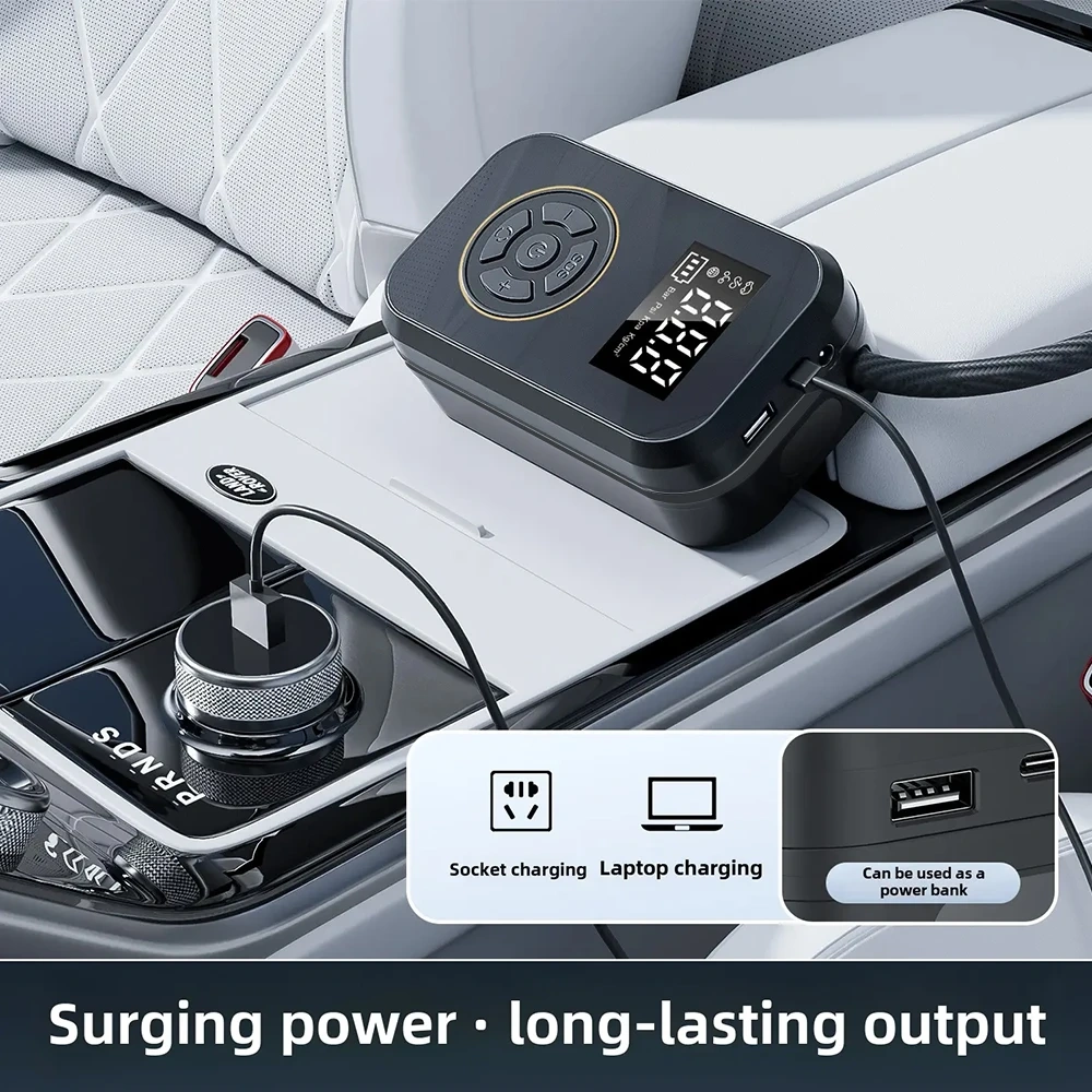 Car mounted high-pressure inflation pump, portable high-power digital car tire inflator, emergency air supply device