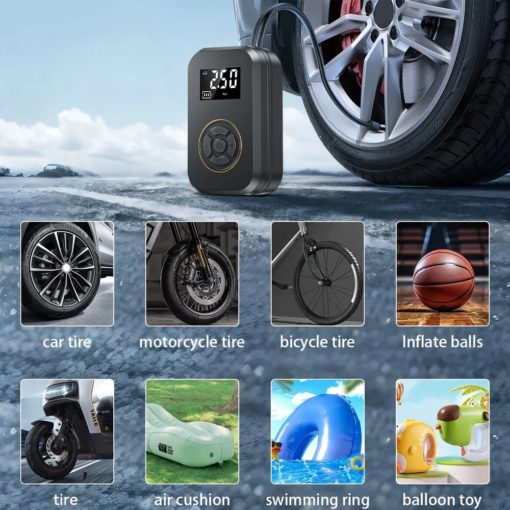 Car mounted high-pressure inflation pump, portable high-power digital car tire inflator, emergency air supply device