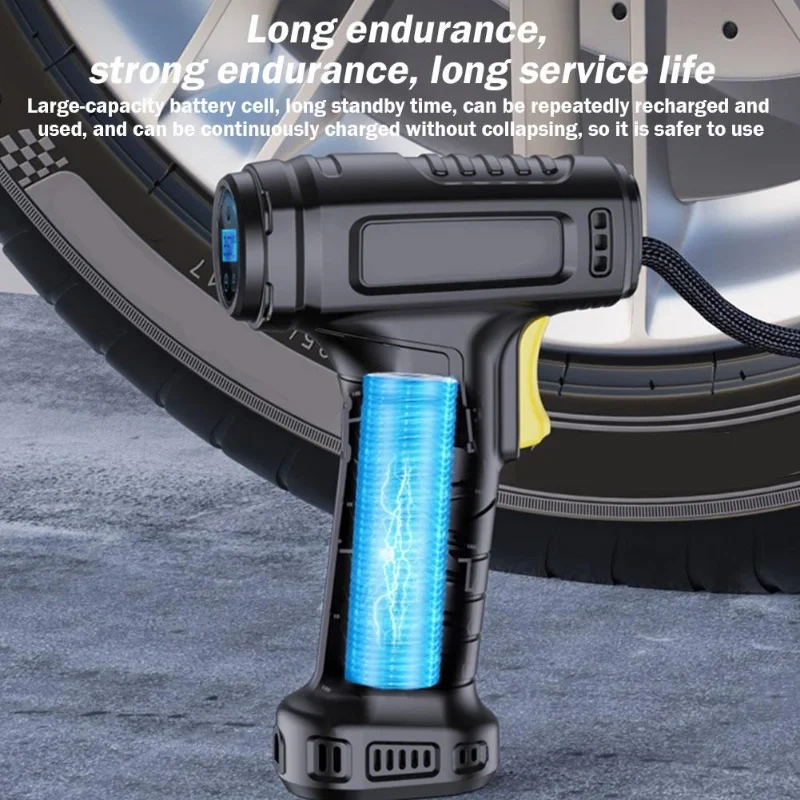 120W Handheld Air Compressor Wireless/Wired Without any battery Inflatable Pump Portable Air Pump Tire Inflator Digital for Car