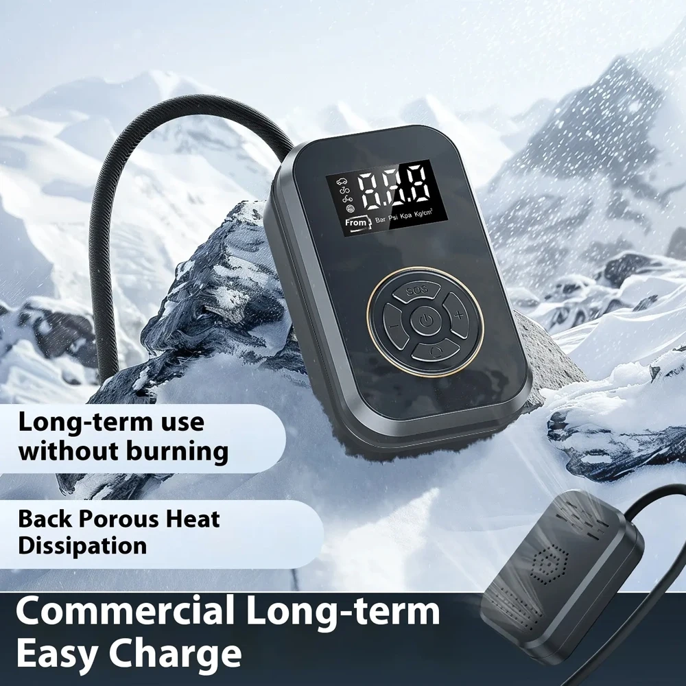 Car mounted high-pressure inflation pump, portable high-power digital car tire inflator, emergency air supply device