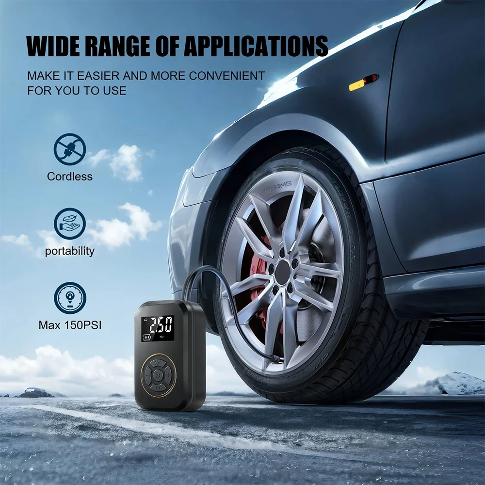Car mounted high-pressure inflation pump, portable high-power digital car tire inflator, emergency air supply device