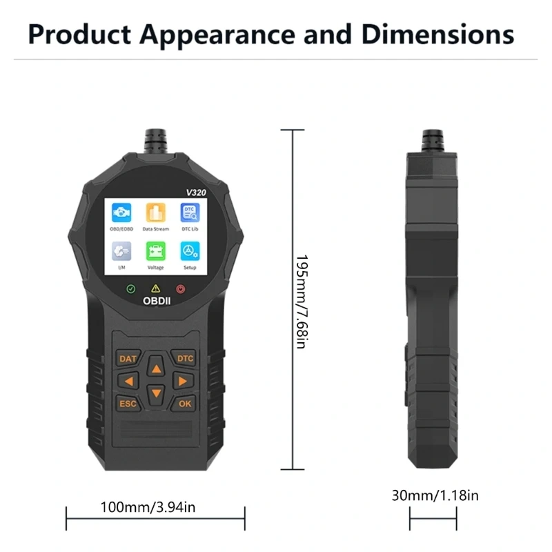2.8'' Color Display OBDII Scanner Diagnostic Tool OBDII/EOBD Scan Tool Freeze Frame Engine Fault Code Reader D7YA