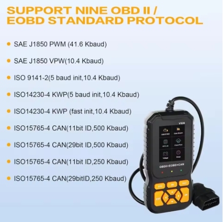 Universal V520 OBD2 Scanner Diagnostic Auto Check Engine Fault Error Code Reader Data Stream OBD 2 Battery Tester For Read Car