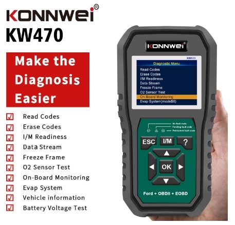 KW470 Ford - Specific ABS & Airbag Diagnostic Scanner - Special Function Vehicle Fault Tester