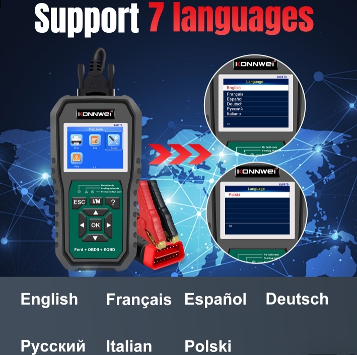 KW470 Ford - Specific ABS & Airbag Diagnostic Scanner - Special Function Vehicle Fault Tester