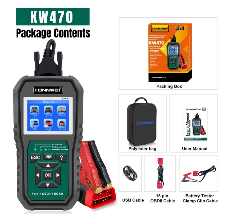 KW470 Ford - Specific ABS & Airbag Diagnostic Scanner - Special Function Vehicle Fault Tester
